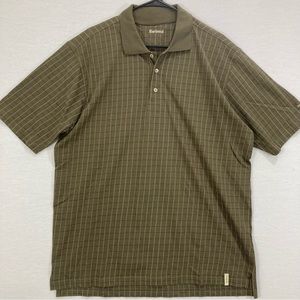Barbour Brown Plaid Short Sleeve Cotton Polo Shirt size Large
